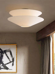 Dual Cone Flush Mount Ceiling Light – Fabric Layered Modern Fixture