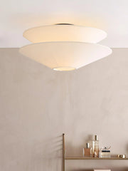 Dual Cone Flush Mount Ceiling Light – Fabric Layered Modern Fixture