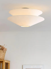 Dual Cone Flush Mount Ceiling Light – Fabric Layered Modern Fixture