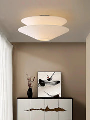 Dual Cone Flush Mount Ceiling Light – Fabric Layered Modern Fixture