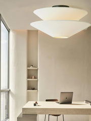 Dual Cone Flush Mount Ceiling Light – Fabric Layered Modern Fixture