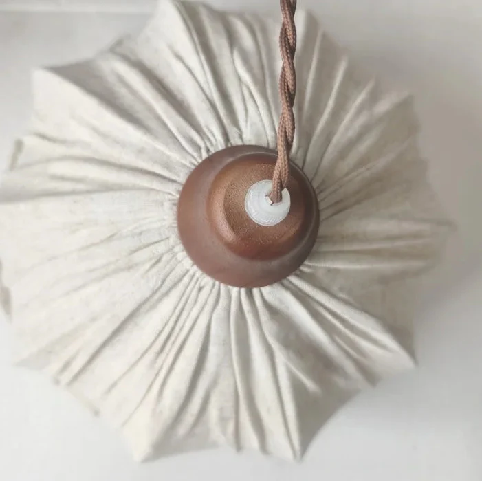 Zorei Ruffled Bell Pendant Light – Fabric Dome Hanging Ceiling Lamp Farmhouse Dining Room Kitchen