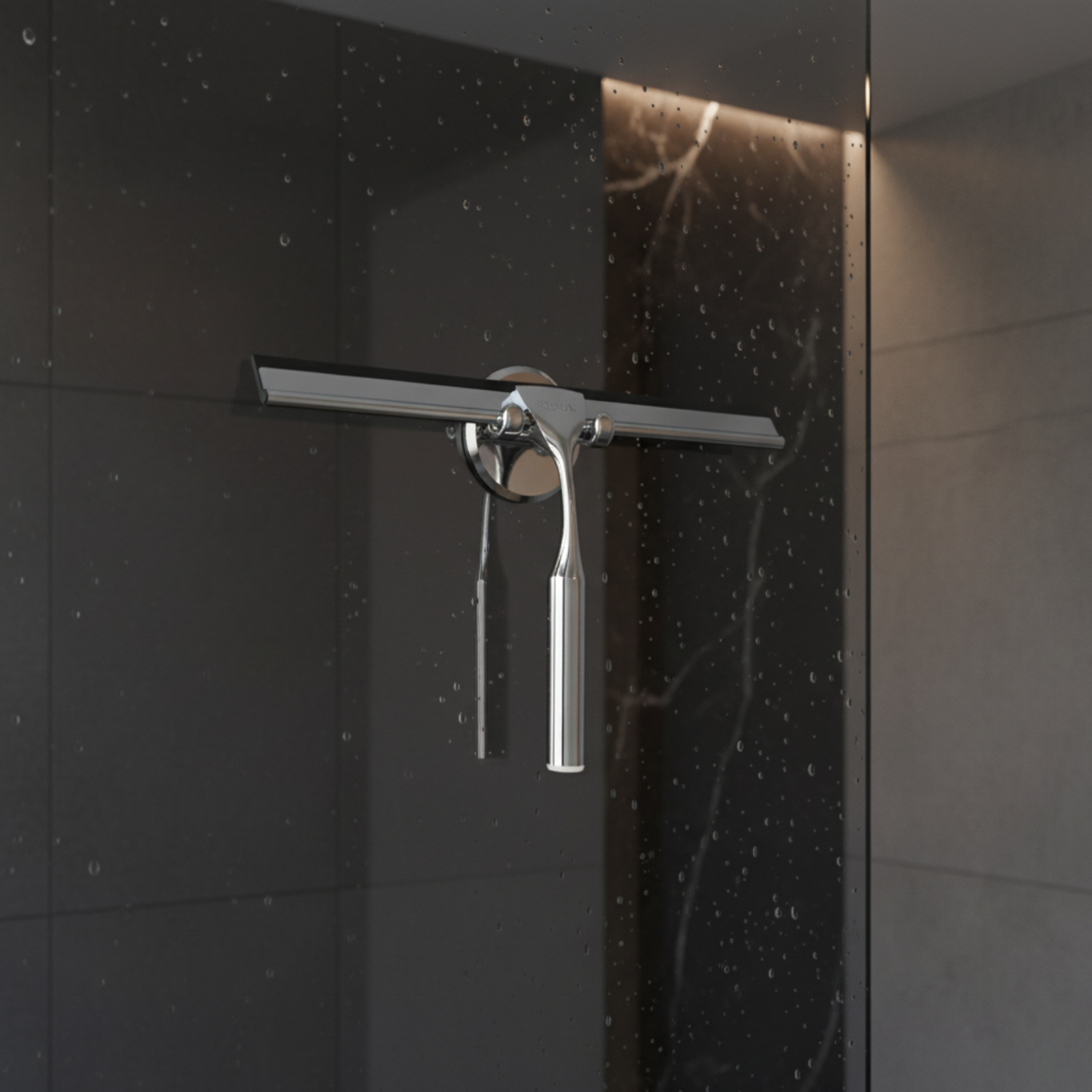 Chromen Blade Shower Squeegee – Chrome Bathroom Window Glass Tile Mirror Cleaning Tool Suction Holder