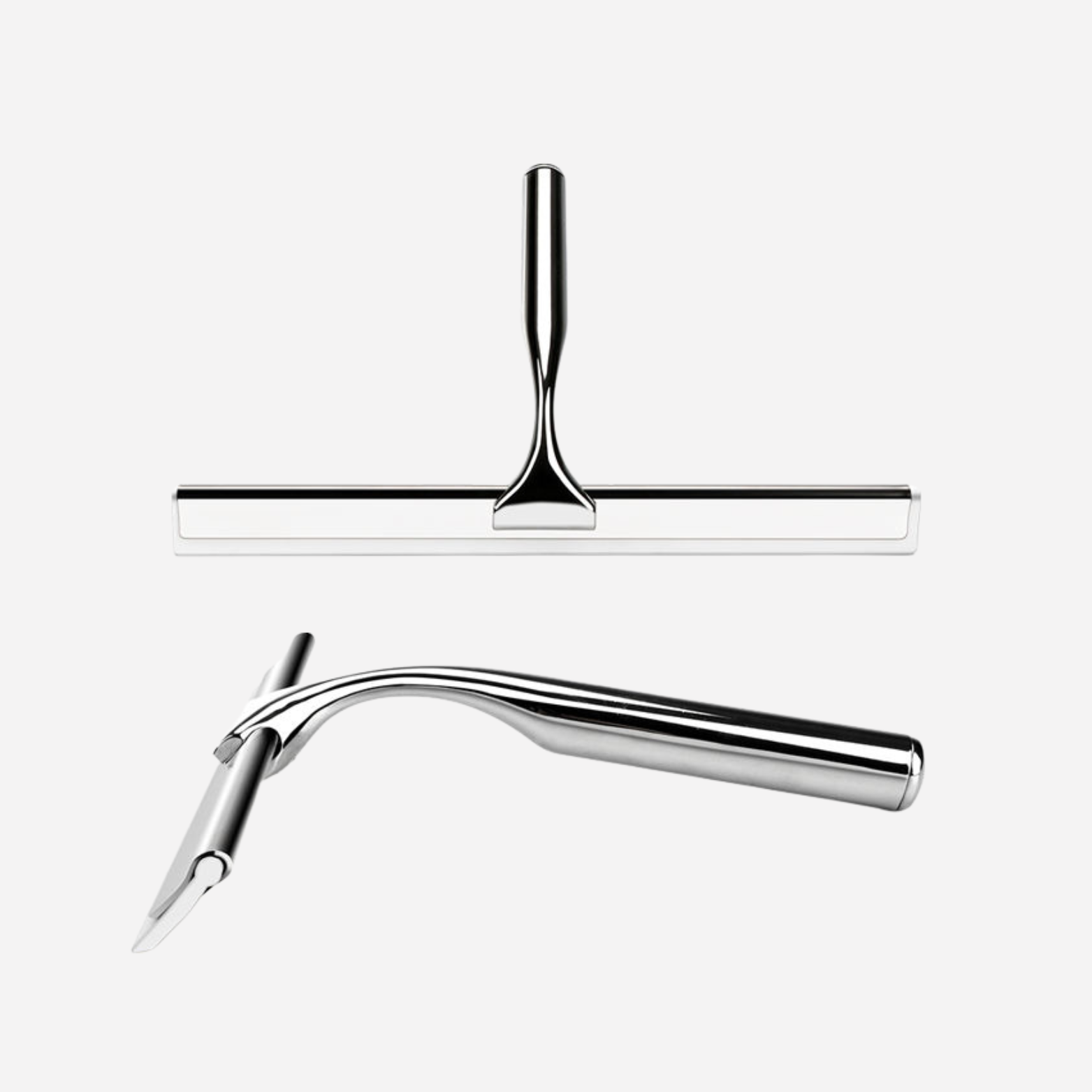 Chromen Blade Shower Squeegee – Chrome Bathroom Window Glass Tile Mirror Cleaning Tool Suction Holder