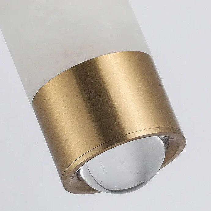 Marvelo Cylinder Pendant Light – Alabaster Brass Modern Decorative Lighting Kitchen Island Dining Room