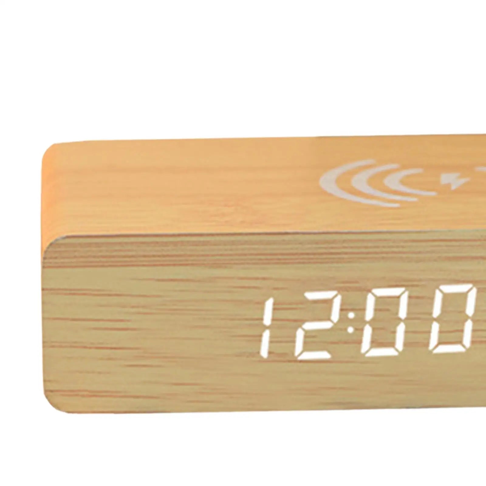 Voltric Wireless Charging Alarm Clock – Digital LED Display Wooden Temperature USB Bedside Charging Station