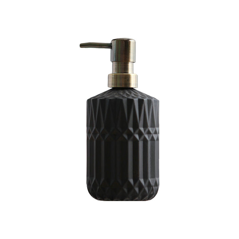 Prismelle Glass Soap Dispenser – Crystal Cut Design Gold Brass Pump Luxury Bathroom Kitchen Countertop