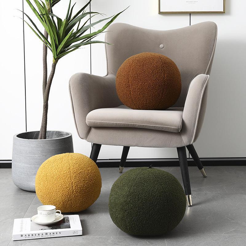 Nubis Sphere Floor Cushion – Round Textured Plush Seating Pillow Living Room Bedroom Decor White