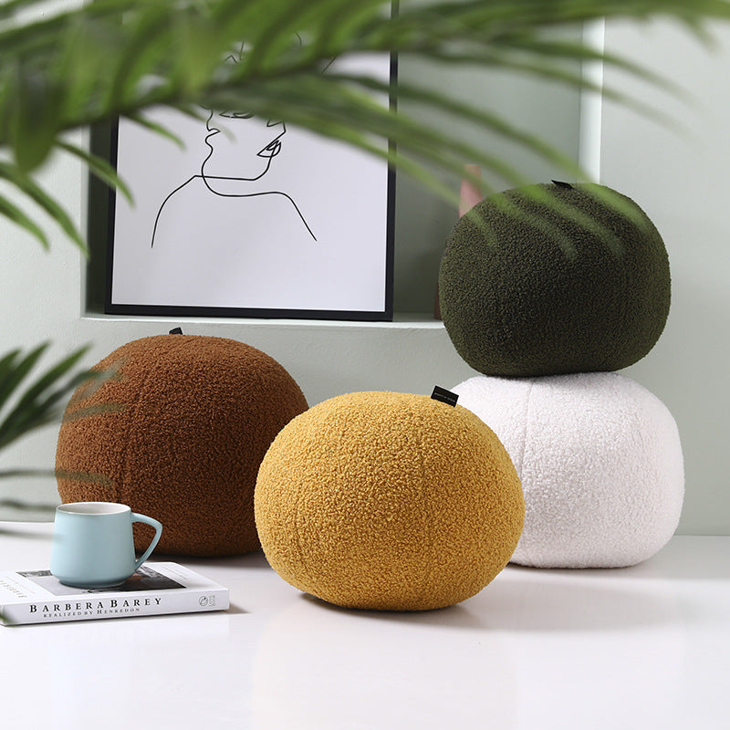 Nubis Sphere Floor Cushion – Round Textured Plush Seating Pillow Living Room Bedroom Decor White
