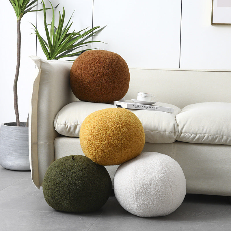 Nubis Sphere Floor Cushion – Round Textured Plush Seating Pillow Living Room Bedroom Decor White
