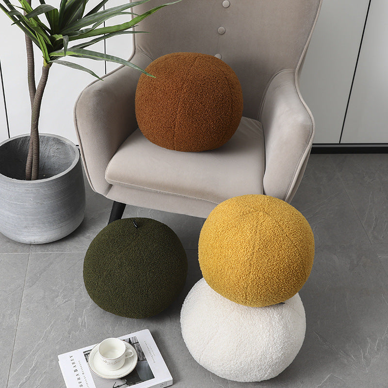 Nubis Sphere Floor Cushion – Round Textured Plush Seating Pillow Living Room Bedroom Decor White