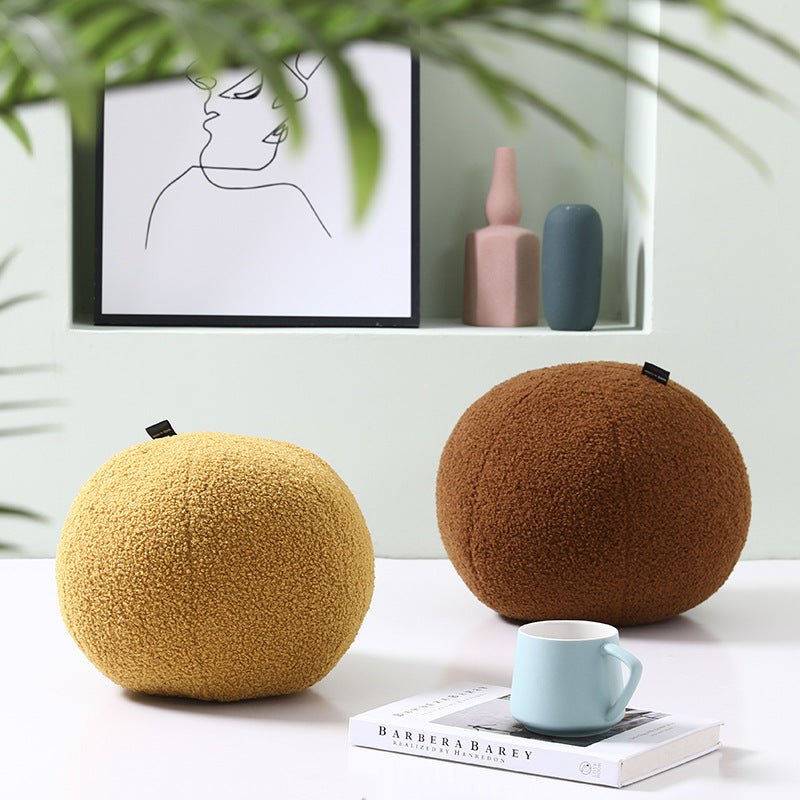 Nubis Sphere Floor Cushion – Round Textured Plush Seating Pillow Living Room Bedroom Decor White