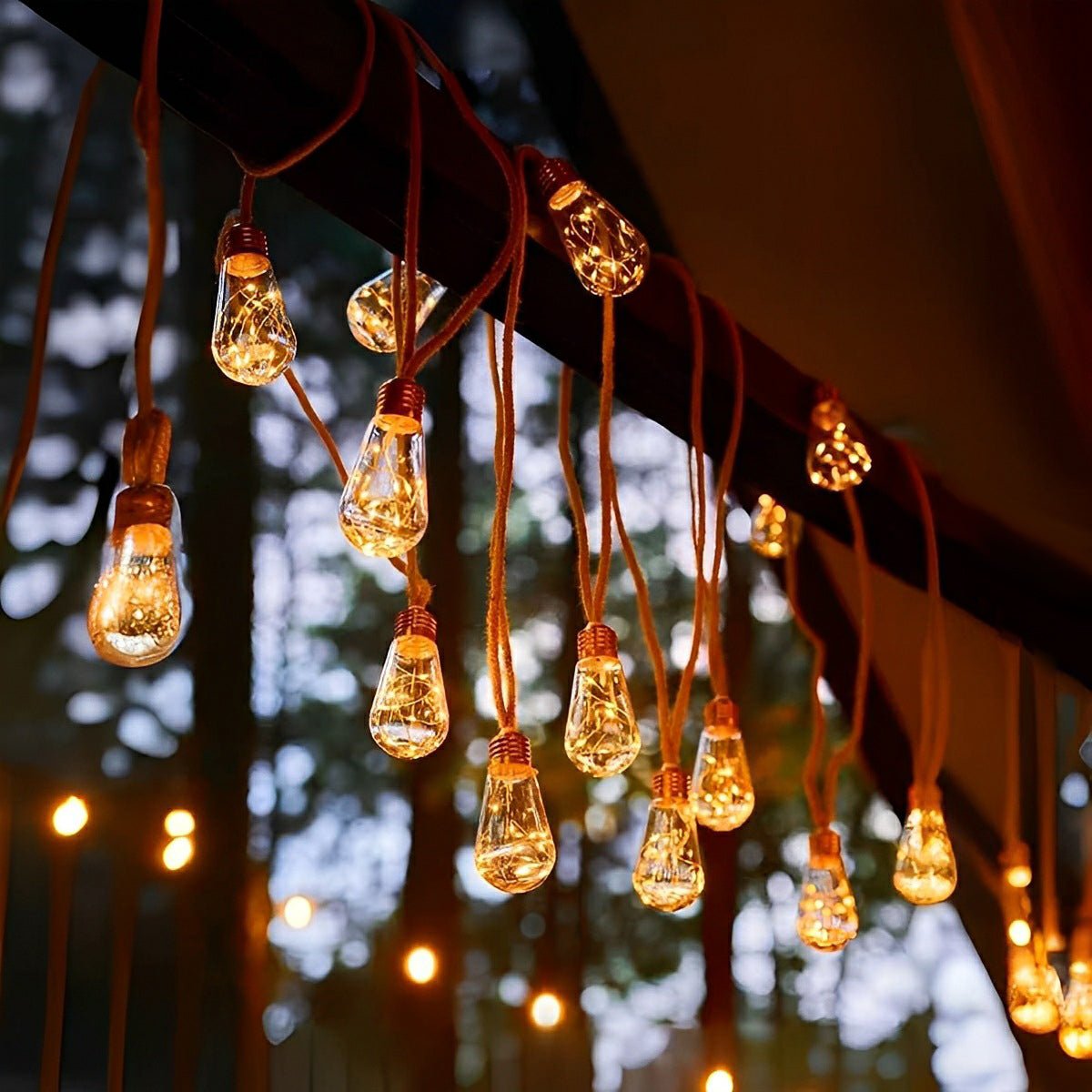 Riftwell Solar String Lights – Hemp Rope LED Filament Bulb Decorative Lighting Outdoor Patio Garden Warm White