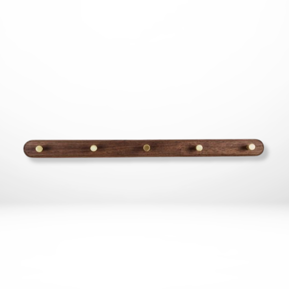 Rovanch Wall Hook Rack – Natural Wood Brass Coat Hooks Entryway Bedroom Bathroom Towel Organizer