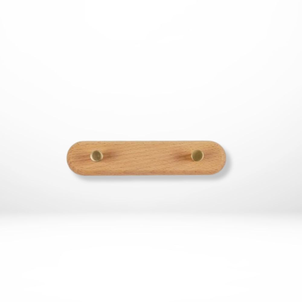 Rovanch Wall Hook Rack – Natural Wood Brass Coat Hooks Entryway Bedroom Bathroom Towel Organizer
