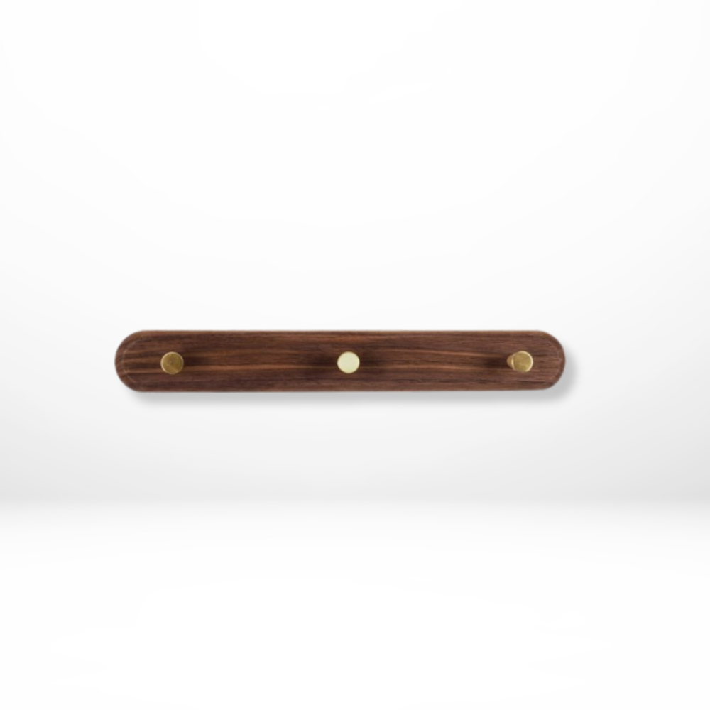 Rovanch Wall Hook Rack – Natural Wood Brass Coat Hooks Entryway Bedroom Bathroom Towel Organizer