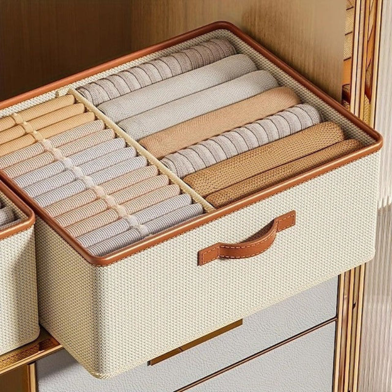 Cordova Woven Storage Bin – Fabric Organizer Box Drawer Dividers Closet Bedroom Foldable Stackable