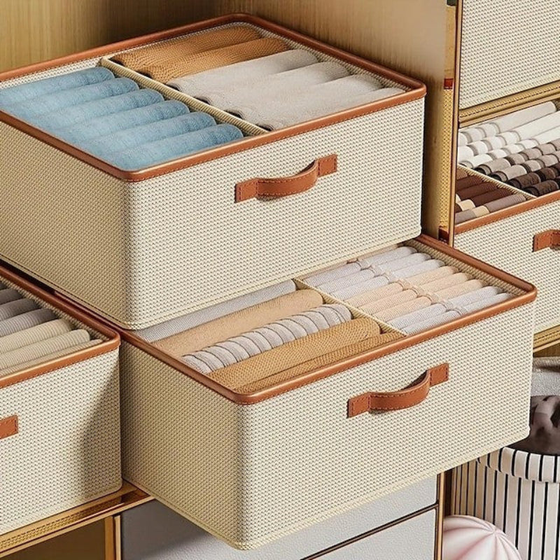 Cordova Woven Storage Bin – Fabric Organizer Box Drawer Dividers Closet Bedroom Foldable Stackable