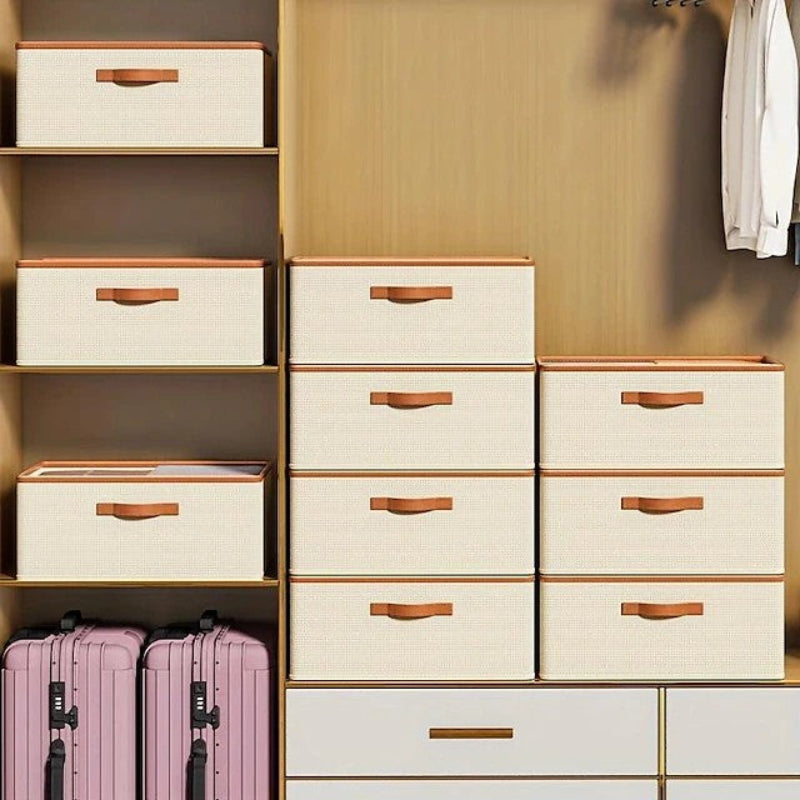 Cordova Woven Storage Bin – Fabric Organizer Box Drawer Dividers Closet Bedroom Foldable Stackable