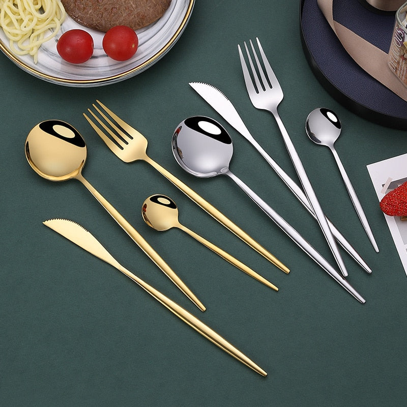 Silkline Flatware Set – Stainless Steel Mirror Finish Silverware Reusable Kitchen Utensils Dining