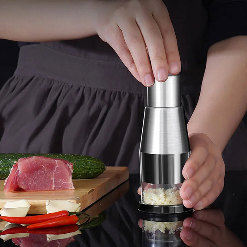 Grindero Manual Garlic Press – Stainless Steel Crusher Mincer Kitchen Tool Handheld Garlic Chopper