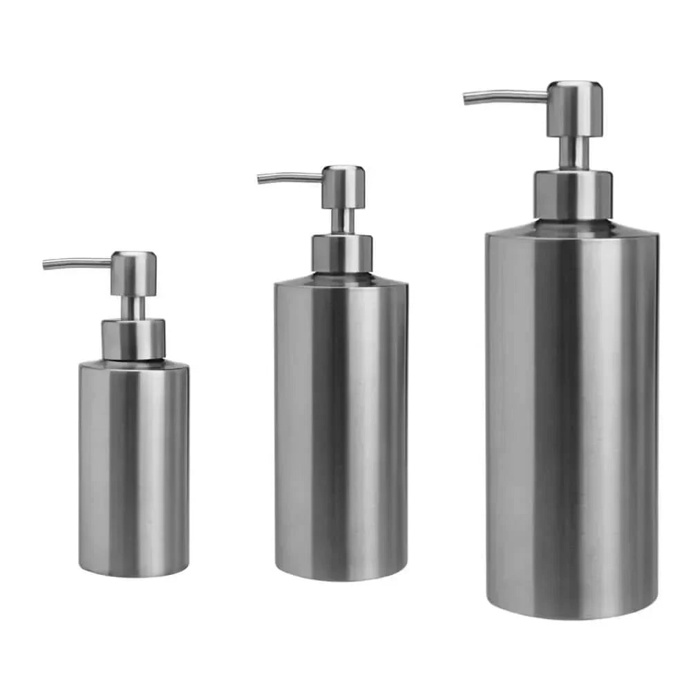 Cylven Soap Dispenser – Brushed Stainless Steel Refillable Bathroom Kitchen Countertop Pump
