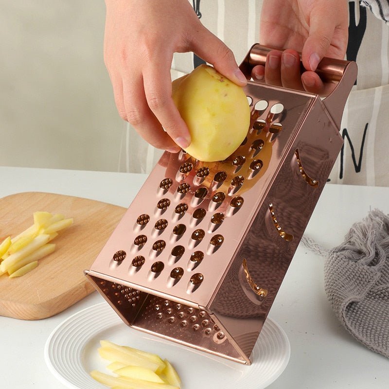 Luxen Gold Kitchen Grater – Stainless Steel Handheld Box Grater Shredder Kitchen Tool Decorative