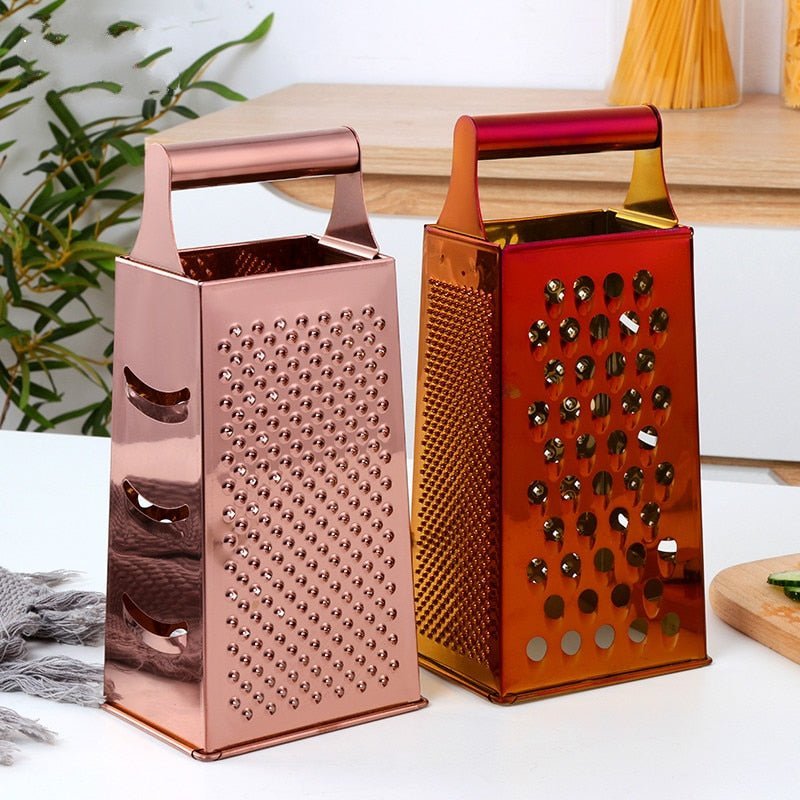 Luxen Gold Kitchen Grater – Stainless Steel Handheld Box Grater Shredder Kitchen Tool Decorative