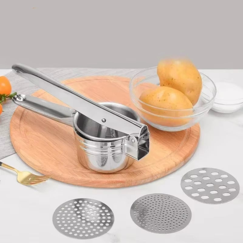 Pressaro Manual Potato Ricer – Stainless Steel Kitchen Masher 3 Interchangeable Discs Food Press