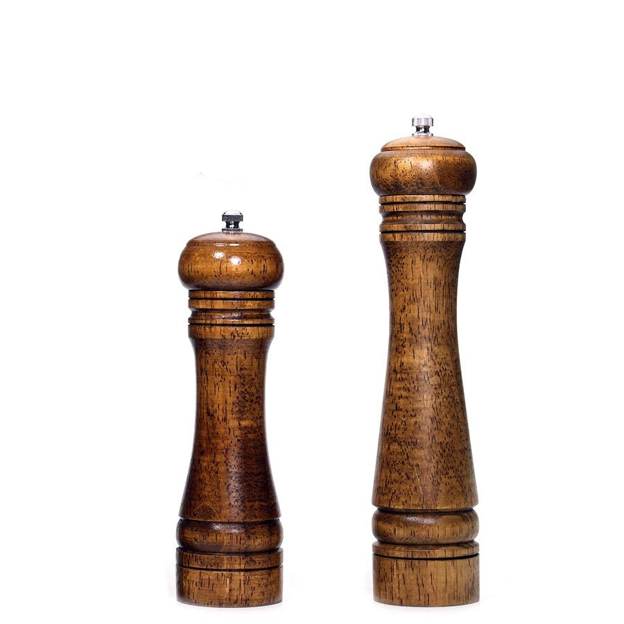 Tornley Salt Pepper Mill Set – Wooden Stainless Steel Adjustable Grinder Kitchen Dining Decor