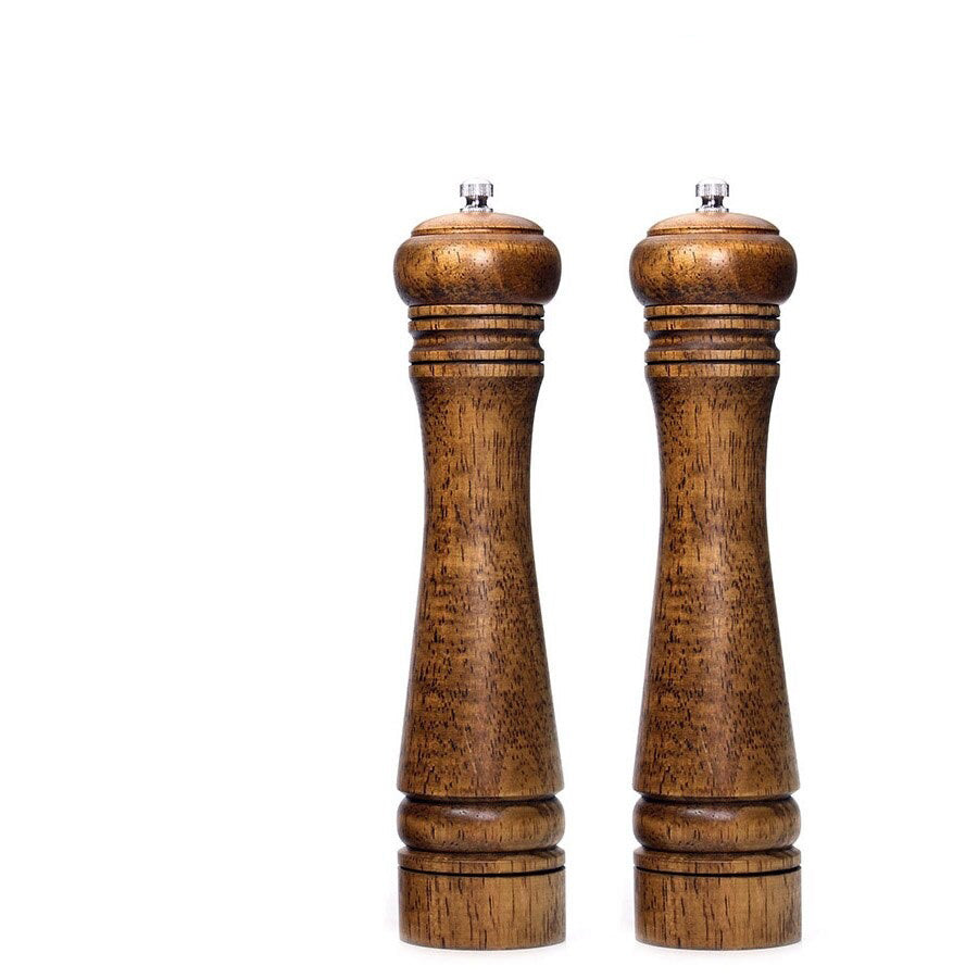 Tornley Salt Pepper Mill Set – Wooden Stainless Steel Adjustable Grinder Kitchen Dining Decor
