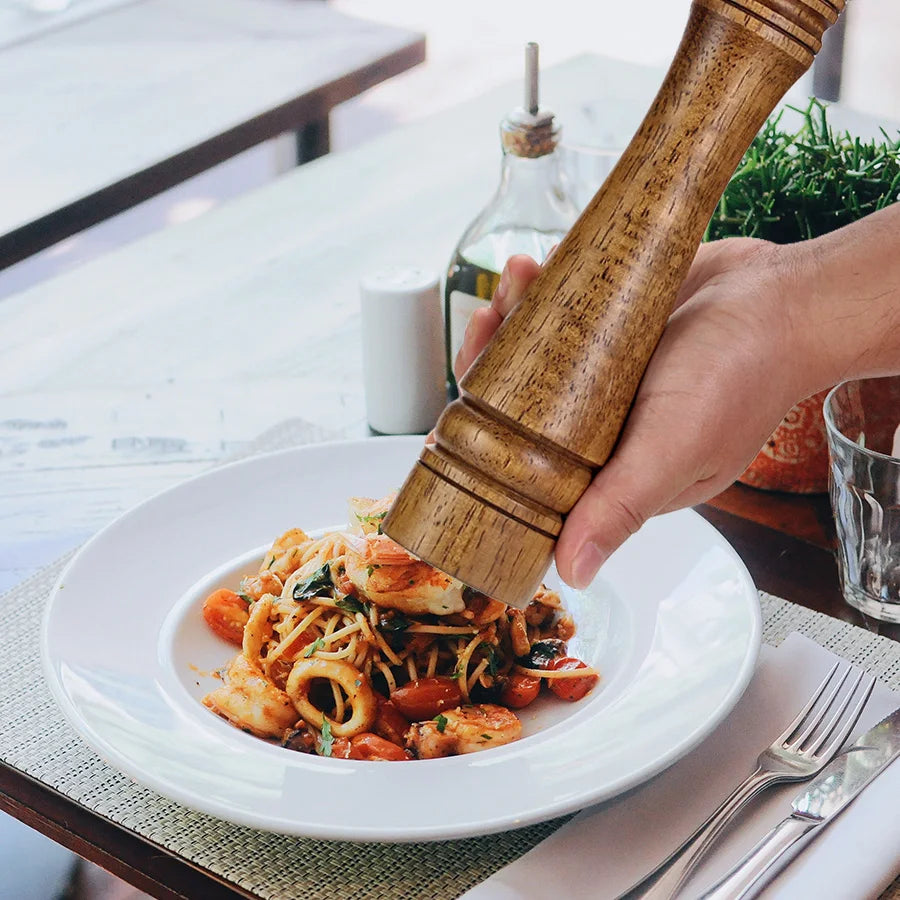 Tornley Salt Pepper Mill Set – Wooden Stainless Steel Adjustable Grinder Kitchen Dining Decor