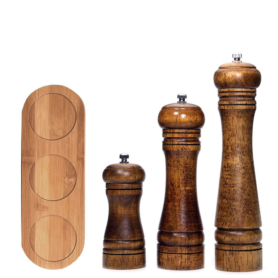 Tornley Salt Pepper Mill Set – Wooden Stainless Steel Adjustable Grinder Kitchen Dining Decor