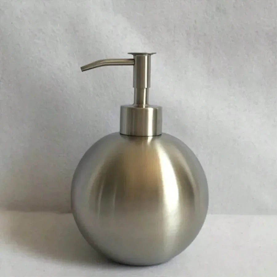 Orbis Sphere Soap Dispenser – Brushed Stainless Steel Countertop Pump Bathroom Kitchen Lotion Shampoo