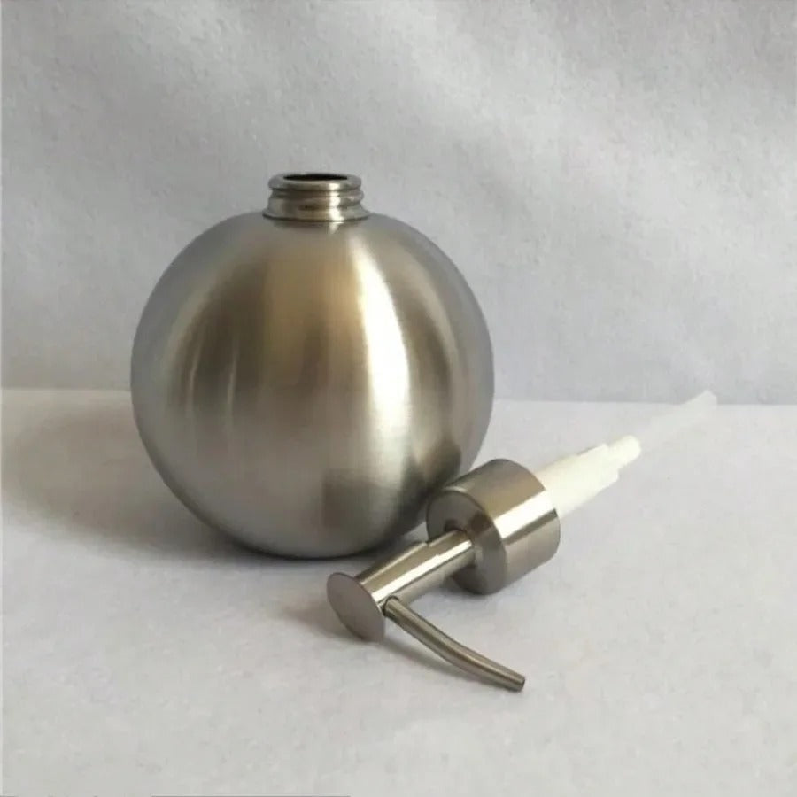 Orbis Sphere Soap Dispenser – Brushed Stainless Steel Countertop Pump Bathroom Kitchen Lotion Shampoo