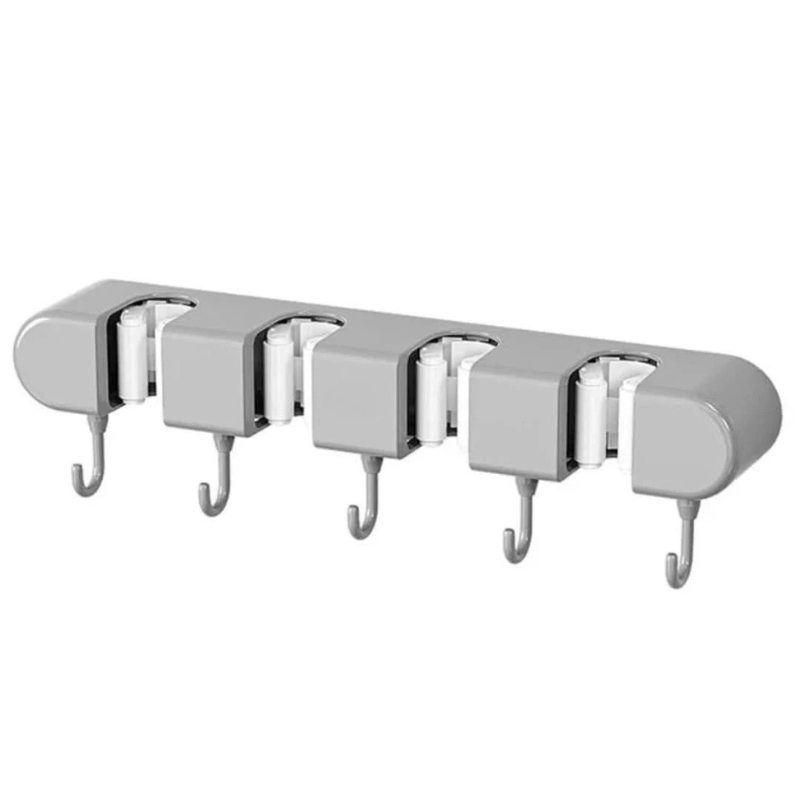Gliden Wall Mount Hook Rack – Adhesive Storage Organizer 4 Hooks Bathroom Kitchen Entryway White
