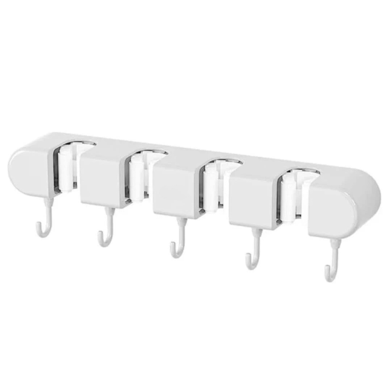 Gliden Wall Mount Hook Rack – Adhesive Storage Organizer 4 Hooks Bathroom Kitchen Entryway White