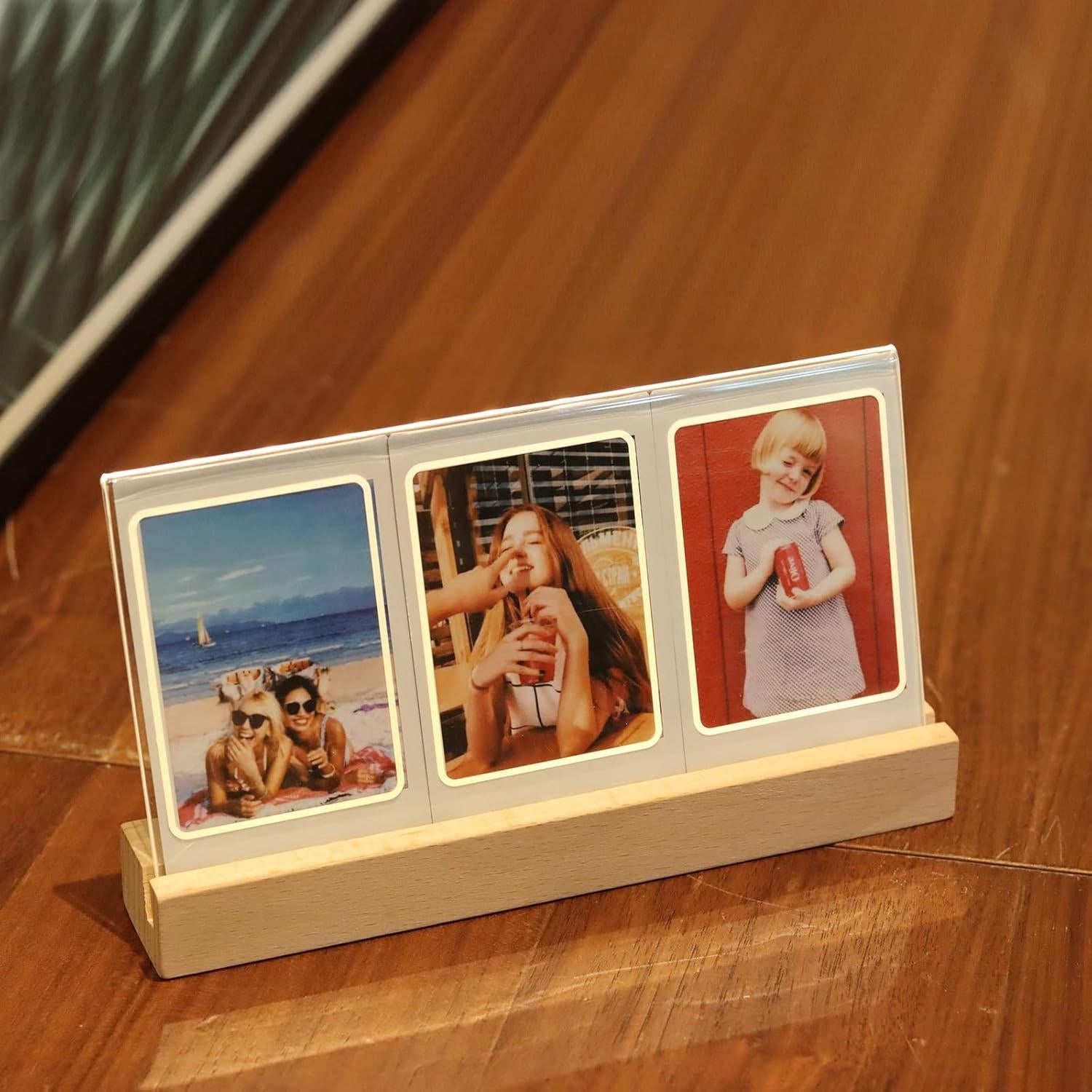 Memora LED Picture Frame – Lighted Photo Display Wood Base Decorative Lighting Bedroom Living Room Table