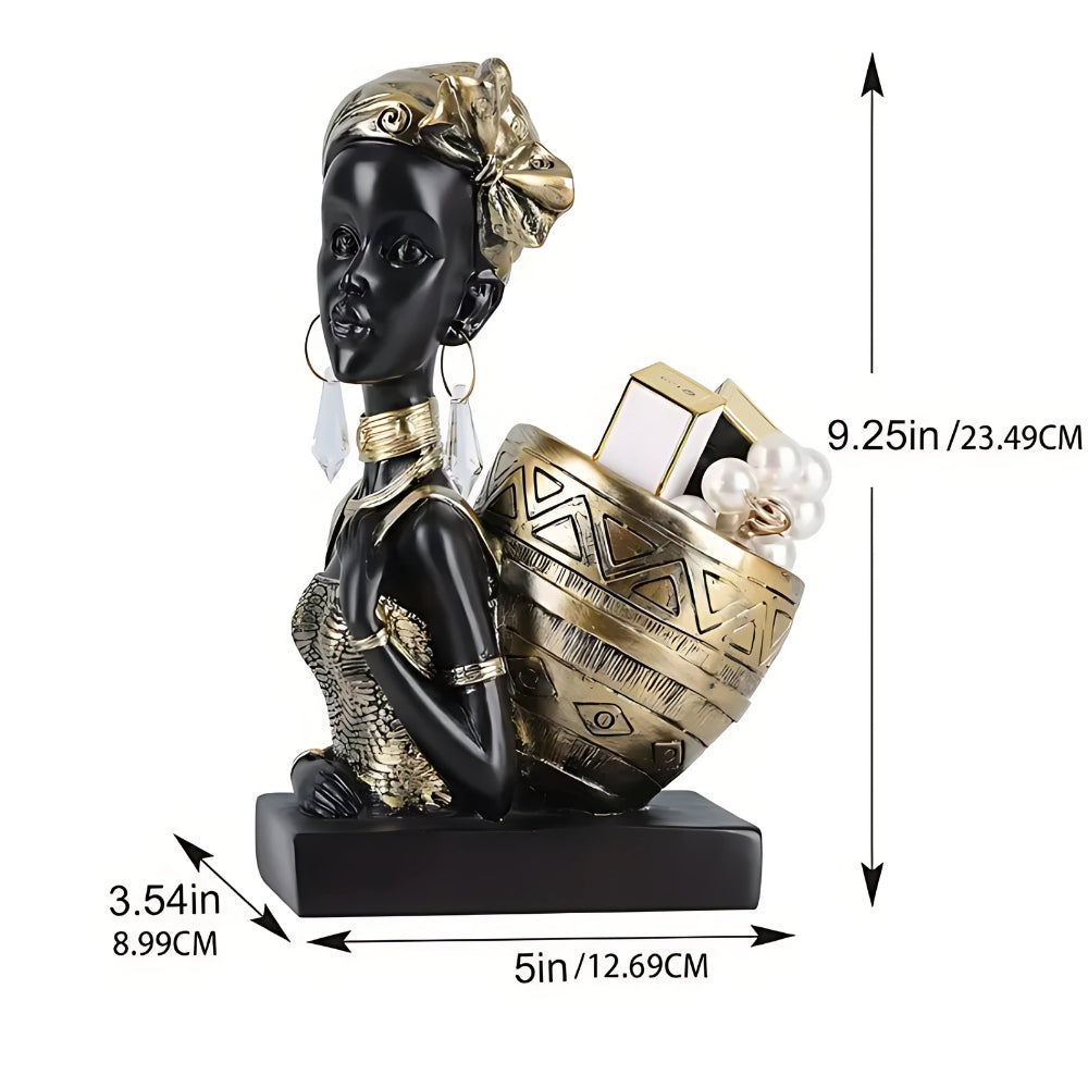 Zephira Leaf Tray Sculpture – African Figurine Decorative Jewelry Catchall Entryway Organizer Gold