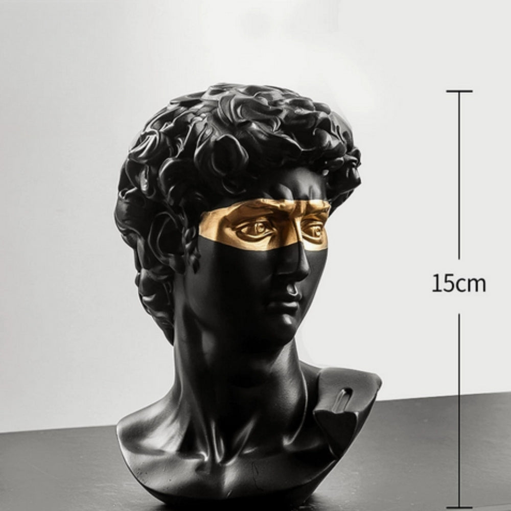 Obsidian Muse Sculpture – Classical Greek Statue Bust Black Gold Decorative Home Decor Living Room Bedroom