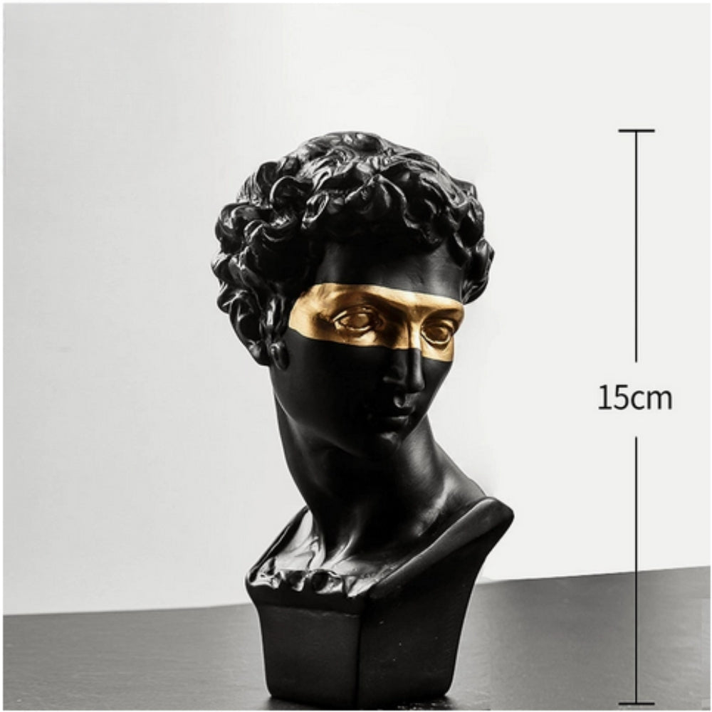 Obsidian Muse Sculpture – Classical Greek Statue Bust Black Gold Decorative Home Decor Living Room Bedroom