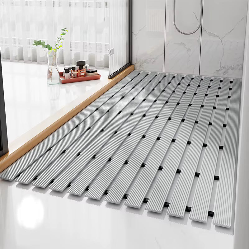 Slatton Deck Bath Mat – TPE Waterproof Shower Floor Mat Drainage Grooves Cut-to-Fit Bathroom