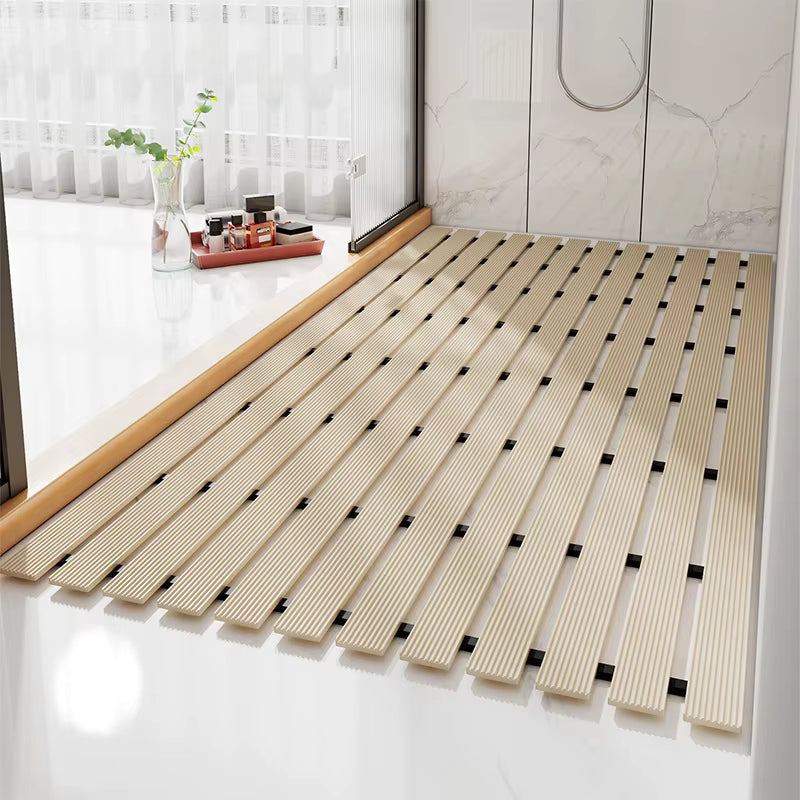 Slatton Deck Bath Mat – TPE Waterproof Shower Floor Mat Drainage Grooves Cut-to-Fit Bathroom
