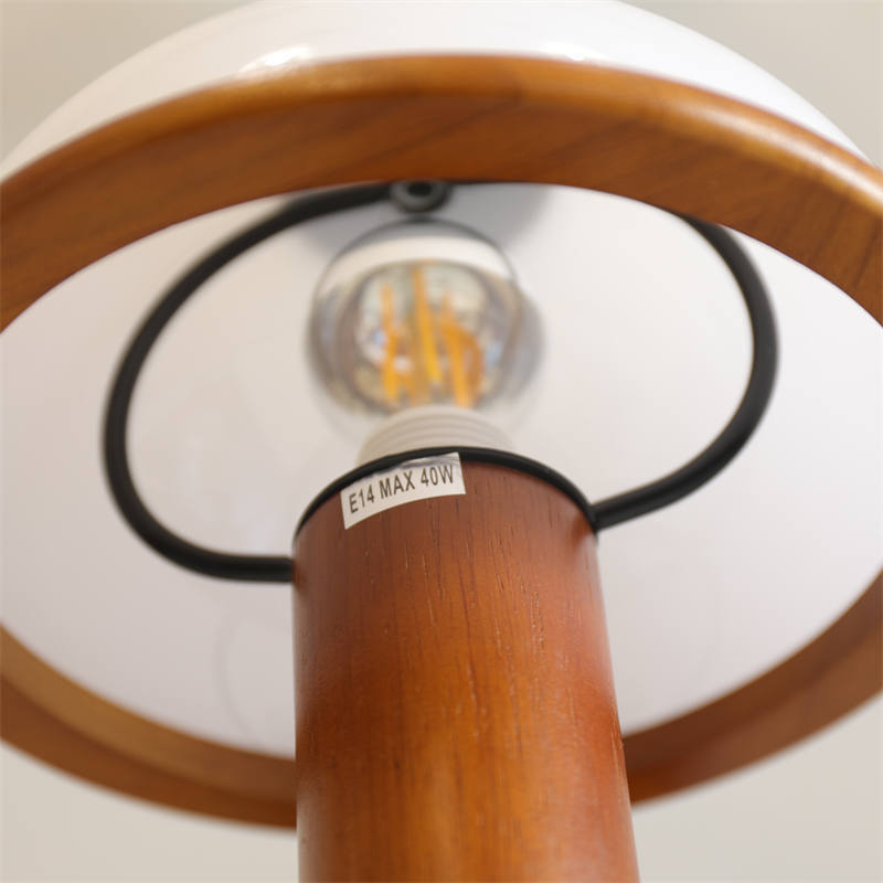 Retro Mushroom Wood Wall Lamp – Vintage Glass Shade Bedside Light