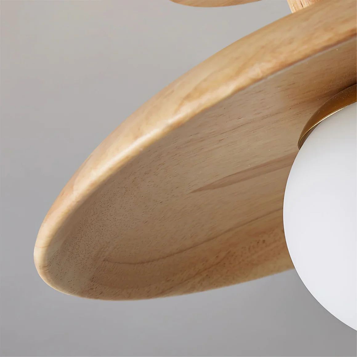 Natural Wood Semi Flush Ceiling Light – Globe Glass Modern Fixture