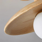 Natural Wood Semi Flush Ceiling Light – Globe Glass Modern Fixture