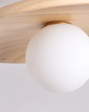 Natural Wood Semi Flush Ceiling Light – Globe Glass Modern Fixture
