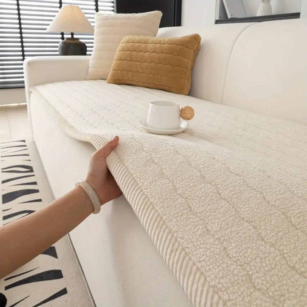 Cordova Plush Sofa Cover – Thick Microfiber Couch Protector Non Slip Machine Washable Pet Friendly