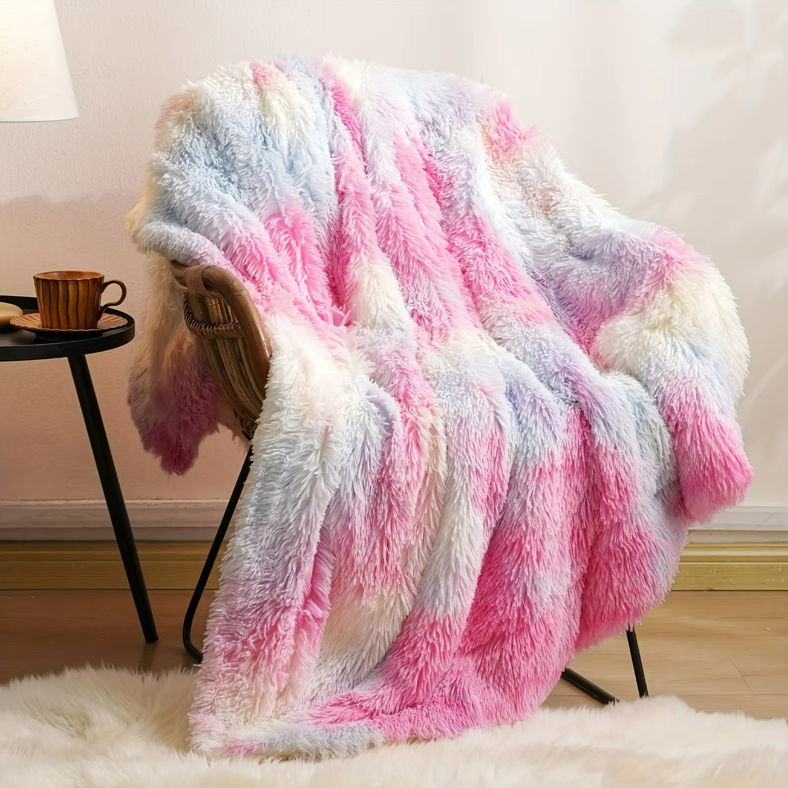 Noctis Shag Throw Blanket – Black Faux Fur Reversible Sherpa Cozy Soft Luxury Bed Couch Sofa Decor