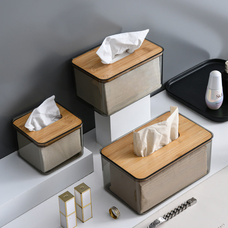 Bambrix Tissue Box Holder – Modern Bamboo Lid Storage Organizer Bathroom Bedroom Living Room Decor